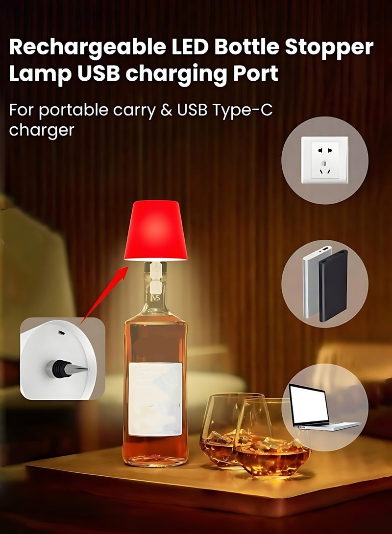 LED Glass Bottle Lamp Wireless Rechargeable Touch Control 3 Color Dimmable Night Light Decorative Bottle Shade Table Lamp for Home Bar Party - Image 5