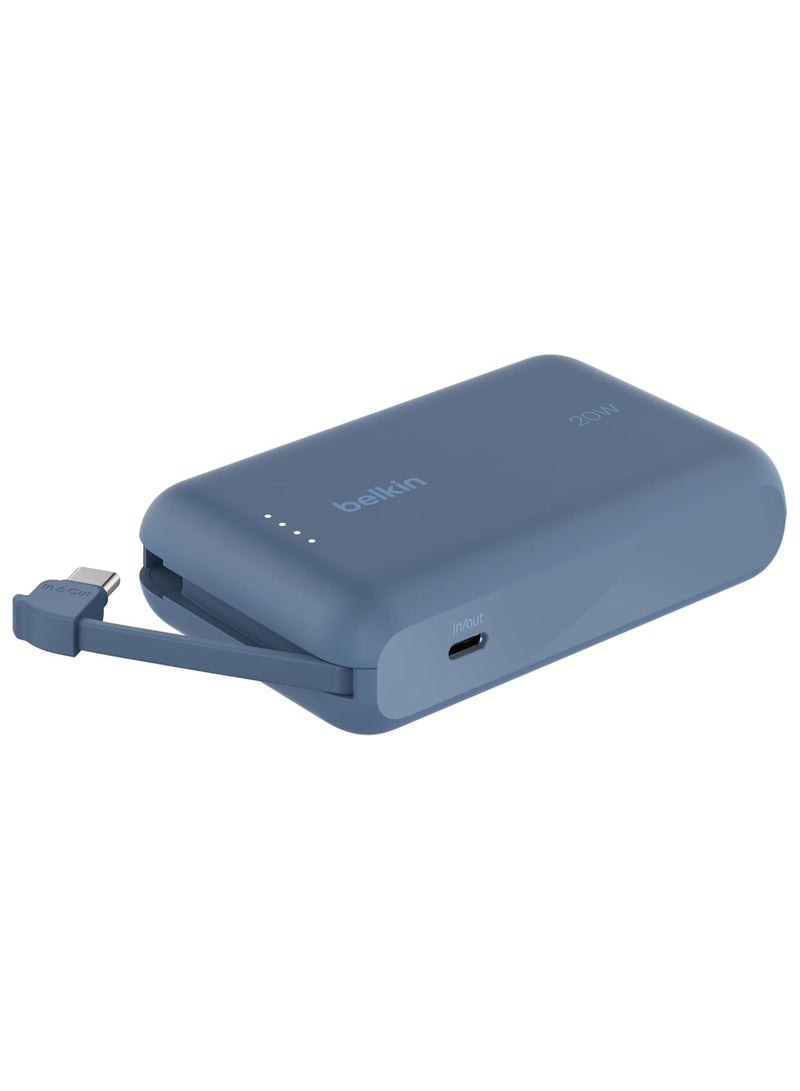 Belking Belkin BoostCharge Portable Power Bank, 10000mAh, 20W USB-C PD, Integrated Cable, Fast Charging - Image 1