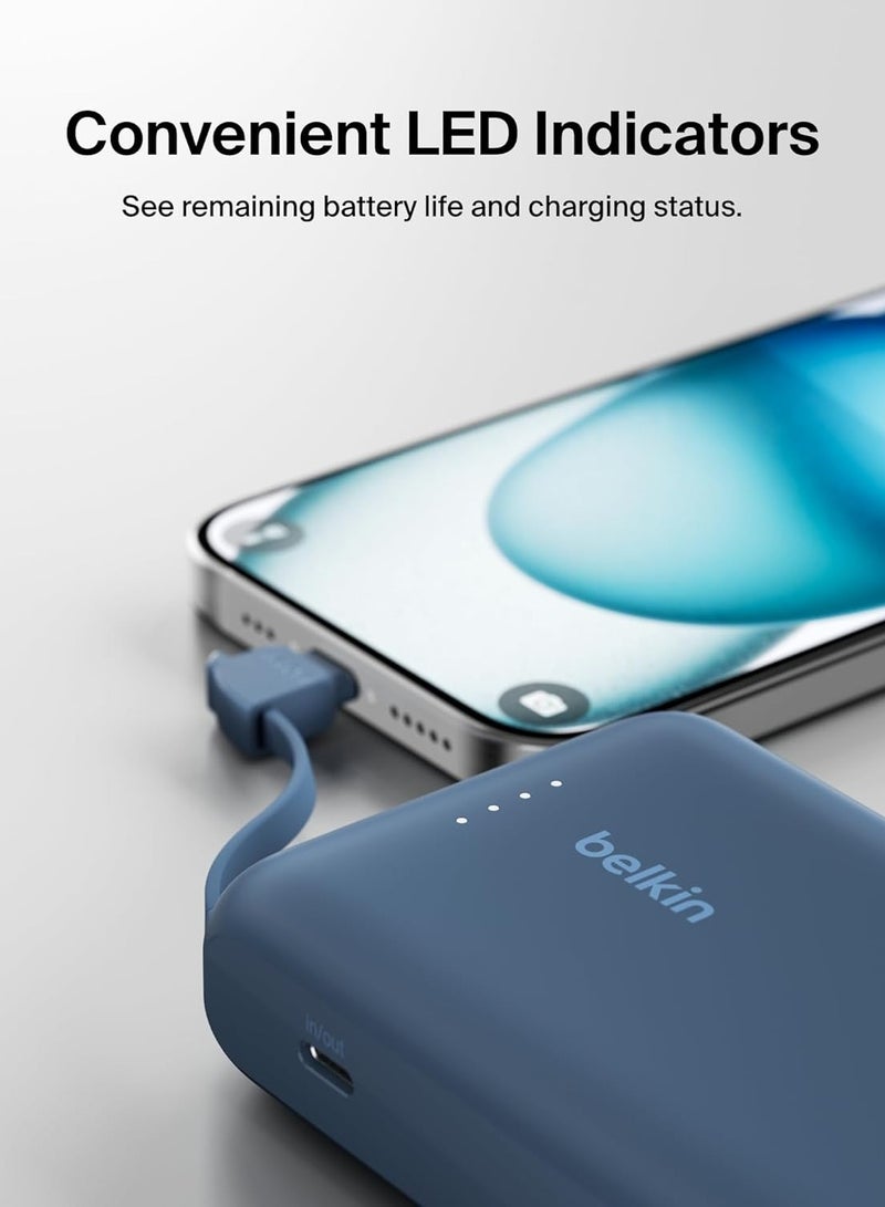 Belking Belkin BoostCharge Portable Power Bank, 10000mAh, 20W USB-C PD, Integrated Cable, Fast Charging - Image 3