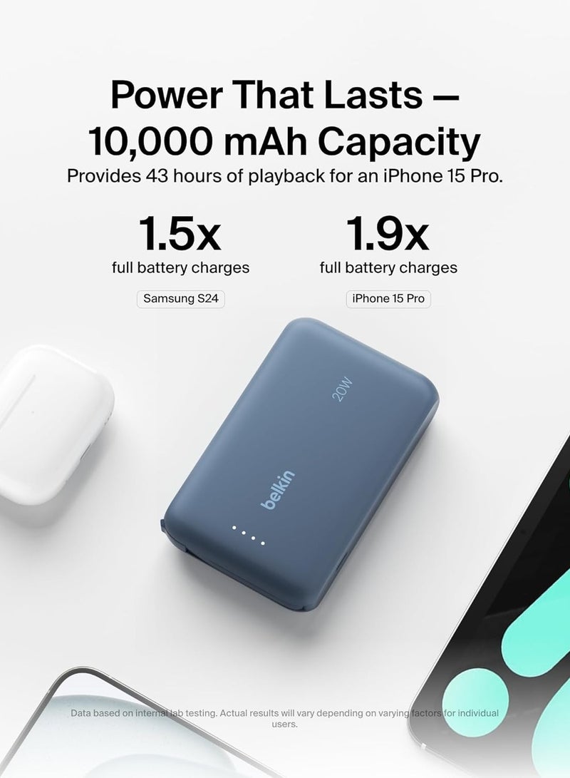 Belking Belkin BoostCharge Portable Power Bank, 10000mAh, 20W USB-C PD, Integrated Cable, Fast Charging - Image 5