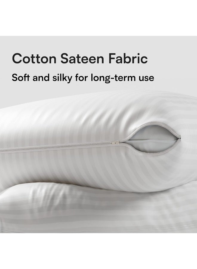 Niagara 4 Pack Standard Pillow Protectors with Zipper, Soft Quiet Cotton Sateen, Effective Dust Protection, Stay in Place Pillow Covers, Ideal for Home, Guests, Rentals (20x26 Inches)  - Image 4
