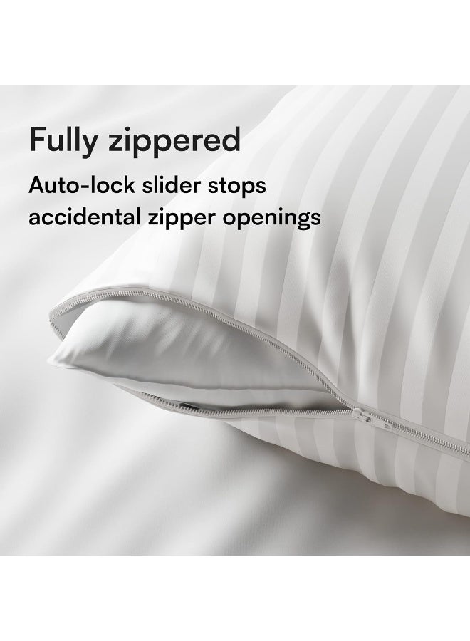 Niagara 4 Pack Standard Pillow Protectors with Zipper, Soft Quiet Cotton Sateen, Effective Dust Protection, Stay in Place Pillow Covers, Ideal for Home, Guests, Rentals (20x26 Inches)  - Image 3