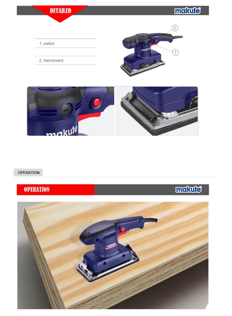 makute 480W Professional Mini Corded Orbital Sander - Image 5