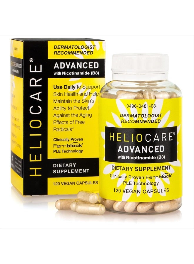 Heliocare Advanced Nicotinamide B3 Supplement: Niacinamide 500mg and Fernblock PLE Extract 240mg Per Serving - Supports Skin Cell Health W/Antioxidant Rich Vitamin B3 Niacin - 120 Vegan Capsules - Image 1
