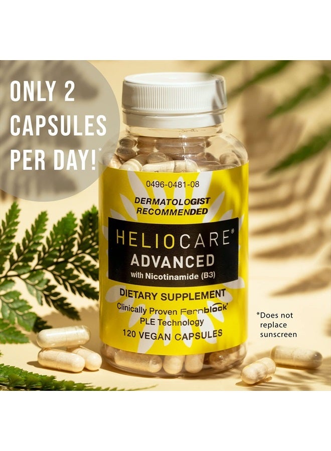 Heliocare Advanced Nicotinamide B3 Supplement: Niacinamide 500mg and Fernblock PLE Extract 240mg Per Serving - Supports Skin Cell Health W/Antioxidant Rich Vitamin B3 Niacin - 120 Vegan Capsules - Image 3