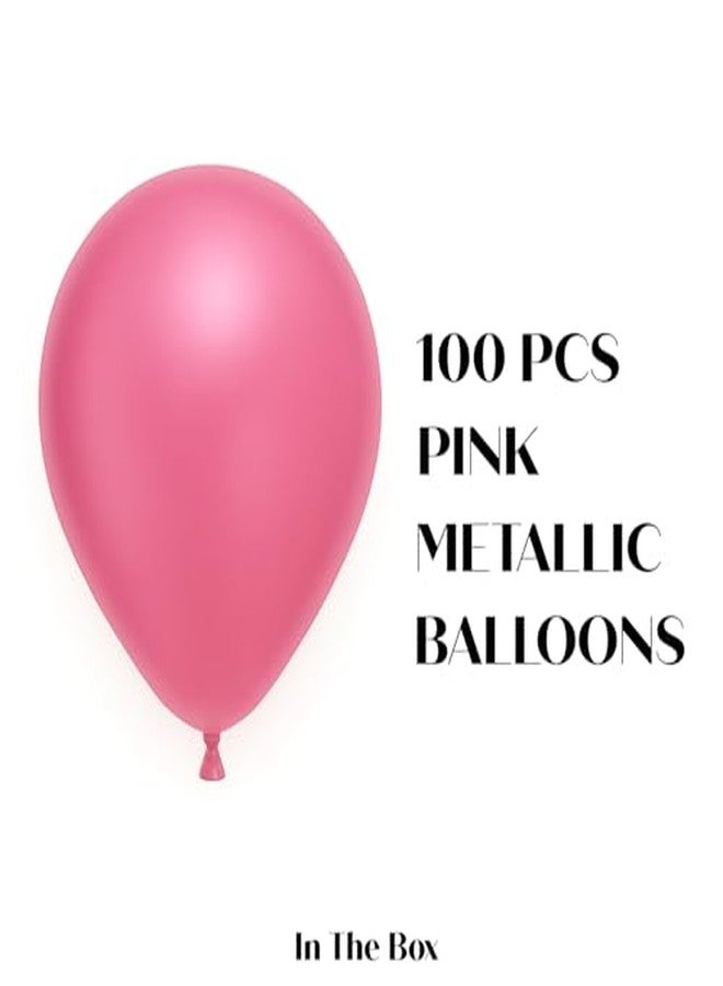 JUST PARTY بالونات معدنية من جست بارتي - عبوة من 100 بالون (وردي) - Image 2
