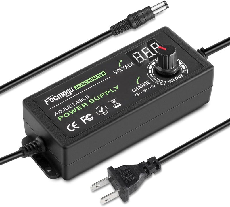 فاكموغو محول طاقة قابل للتعديل 9V-24V 3A 72W مع شاشة LED، مزود طاقة متغير عالمي متعدد الجهد 100V-240V AC إلى DC 9V 12V 15V 16V 18V 19V 20V، محول تيار متردد إلى تيار مستمر بجهد متنوع - Image 1