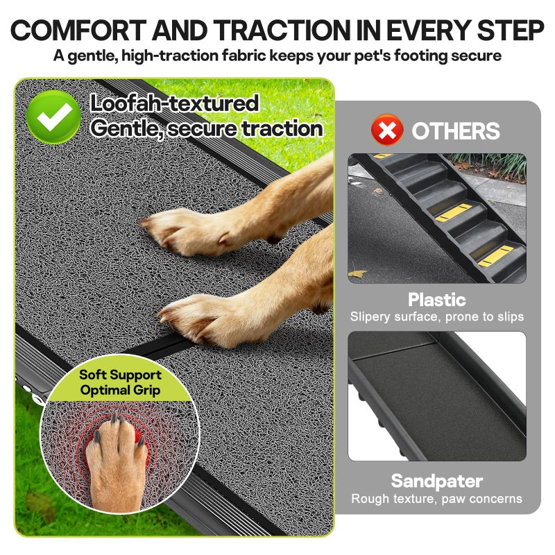 NUOBESTY ðŸ•ðŸ'' & ðŸðŸŽ" Wide Dog Ramp for Large Dogs, Holds 250LBS & Gentle Slope for Joint Care - Dog Car Ramp with Upgrade Non-Slip Surface - Portable Folding Pet Ramps for Senior Pets Enter into SUV, Truck - Image 2