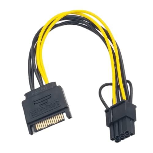PARUHT 8pin |6+2| PCI-E to 15Pin SATA Male Female Video Card Power Supply Component, 8 Pin PCIe to SATA 15 Pin Power Cable, Black 8PIN-15S - Image 1