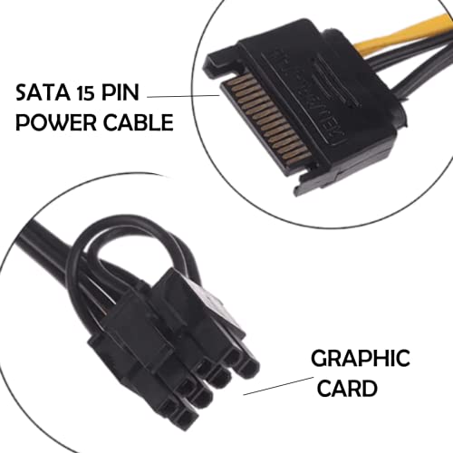 PARUHT 8pin |6+2| PCI-E to 15Pin SATA Male Female Video Card Power Supply Component, 8 Pin PCIe to SATA 15 Pin Power Cable, Black 8PIN-15S - Image 5