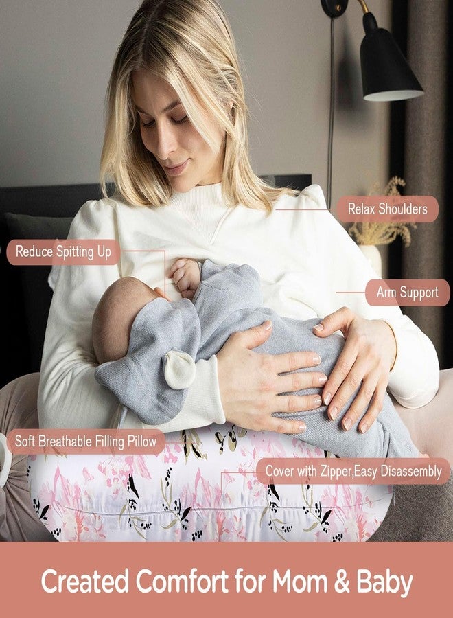 LittleDuds Baby Feeding Pillow for New Born Baby, Breastfeeding & Nursing Pillow with Removable Cover, Infant Support Cushion for 0–24 Months, Tummy Time Pillow | Cottage Care (Rose Floral) - Image 2