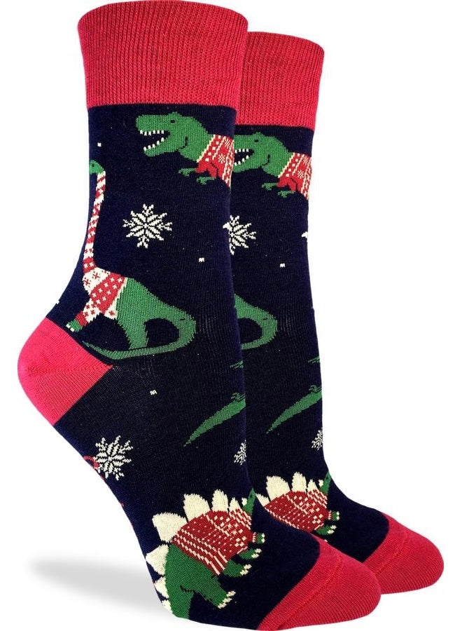Good Luck Sock Women's Dinosaurs Wearing Christmas Sweaters Socks, or Winter - Image 1