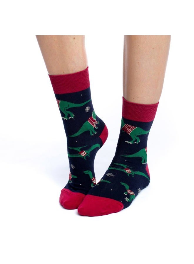 Good Luck Sock Women's Dinosaurs Wearing Christmas Sweaters Socks, or Winter - Image 2