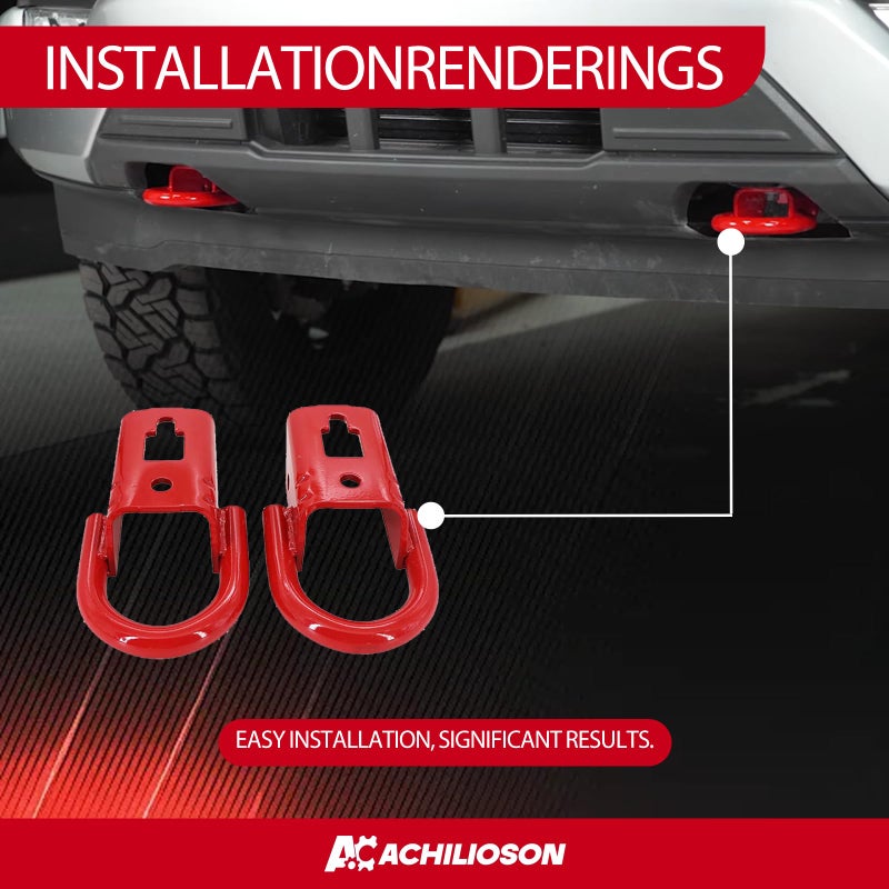 Achilioson Towing Hook Red Front (FL3Z17N808A) - D-Ring Tow Hooks Compatible with Ford F-150 2009-2016 & Expedition 2007-2015 - Image 2