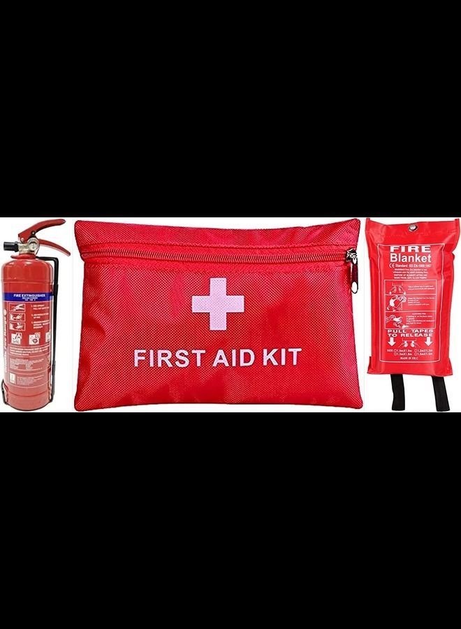 ABBASALI Safety Kit For All Vehicles warehouses offices Includes First Aid Kit fire Extinguisher & Fire Blanket (1kg) - Image 1