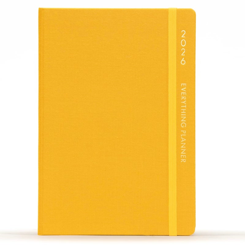 COMMA Everything Planner 2026 Gift Set | A5 Size New Year Diary, DIY Pen Stand, Pen and Sticky Notes | Budget & Mood Tracker, Birthdays, Shopping & Reading Lists and Travel Planner | Fabric Cover Material - (Yellow) - Image 2
