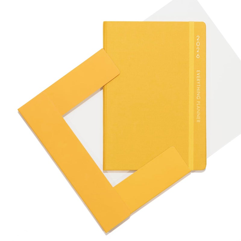 COMMA Everything Planner 2026 Gift Set | A5 Size New Year Diary, DIY Pen Stand, Pen and Sticky Notes | Budget & Mood Tracker, Birthdays, Shopping & Reading Lists and Travel Planner | Fabric Cover Material - (Yellow) - Image 5