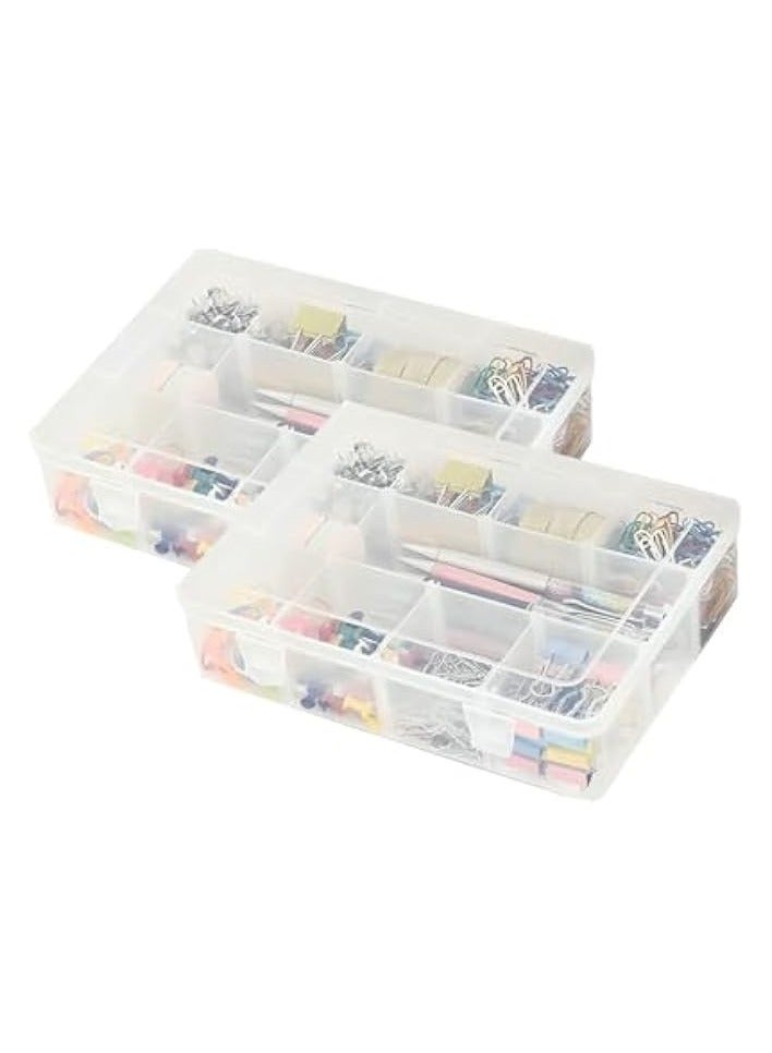 erorex PVC Compartment Container, Bead Storage Organizer Box Case with 12 Grids Adjustable & Removable Dividers for Jewelry Craft Tackles Tools, Screw Etc. (ONLY BOX) (PACK OF 2)  - Image 1