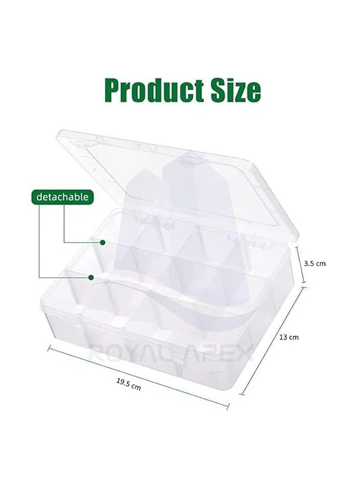 erorex PVC Compartment Container, Bead Storage Organizer Box Case with 12 Grids Adjustable & Removable Dividers for Jewelry Craft Tackles Tools, Screw Etc. (ONLY BOX) (PACK OF 2)  - Image 2