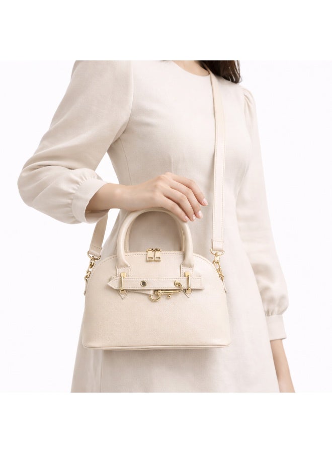 Classic "Dom" women's handbag in premium leather - with gold accents, featuring a top handle and adjustable shoulder strap - perfect for special occasions and work - Image 1