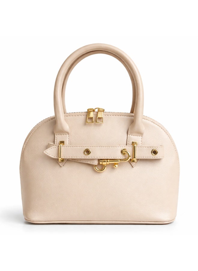 Classic "Dom" women's handbag in premium leather - with gold accents, featuring a top handle and adjustable shoulder strap - perfect for special occasions and work - Image 2