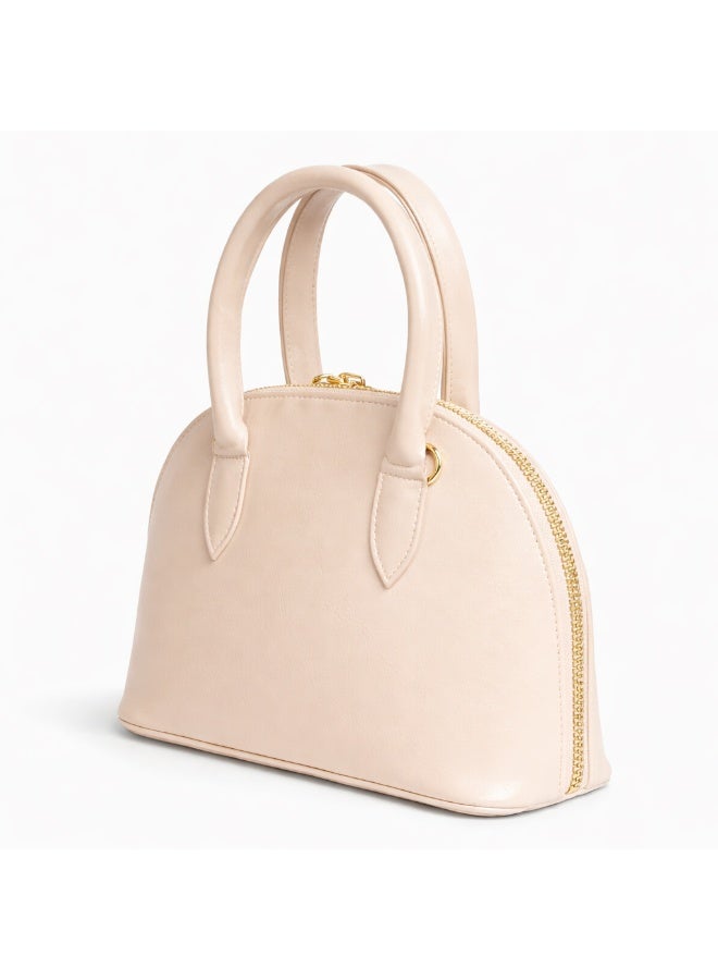 Classic "Dom" women's handbag in premium leather - with gold accents, featuring a top handle and adjustable shoulder strap - perfect for special occasions and work - Image 4