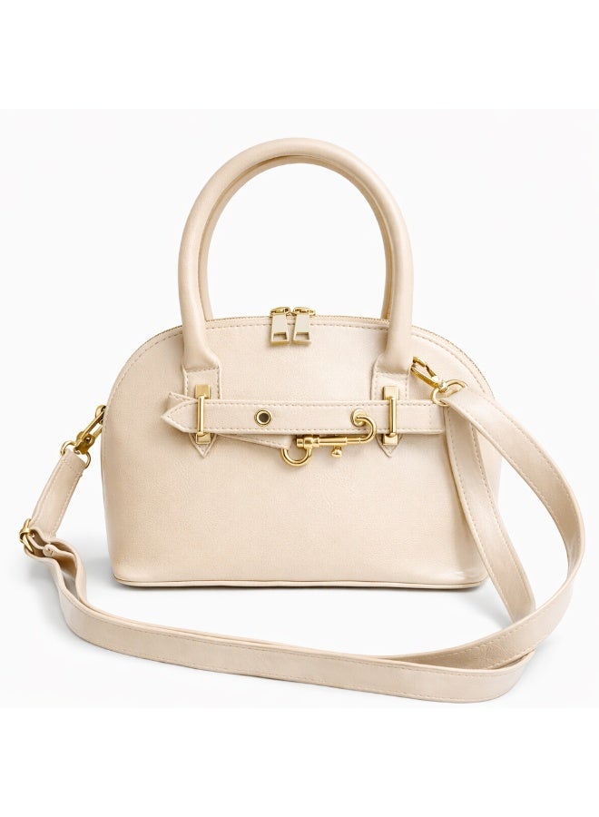 Classic "Dom" women's handbag in premium leather - with gold accents, featuring a top handle and adjustable shoulder strap - perfect for special occasions and work - Image 5