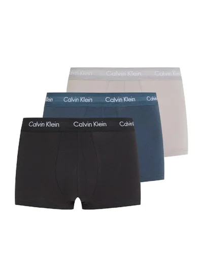 CALVIN KLEIN Men's  3 Pack Low Rise Trunks , Multicolour - Cotton
