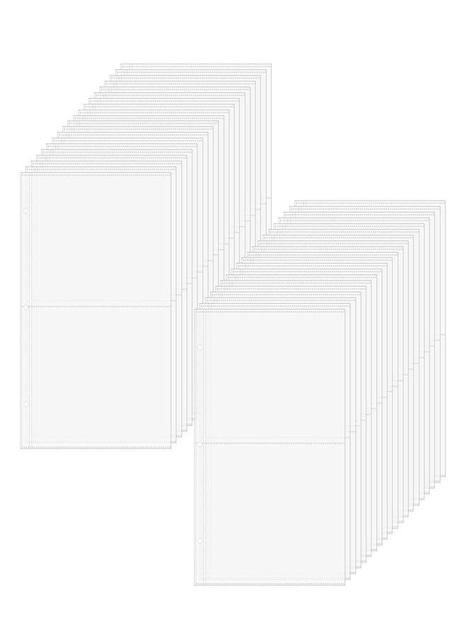 Mogoostry 40 Sheets Sheet Protector Clear Page Protectors A4 Paper Protector Sheets for 3-Ring Binder Plastic Paper Sheet Protectors 2 Pockets Per Page for Organizer Documents - Image 1
