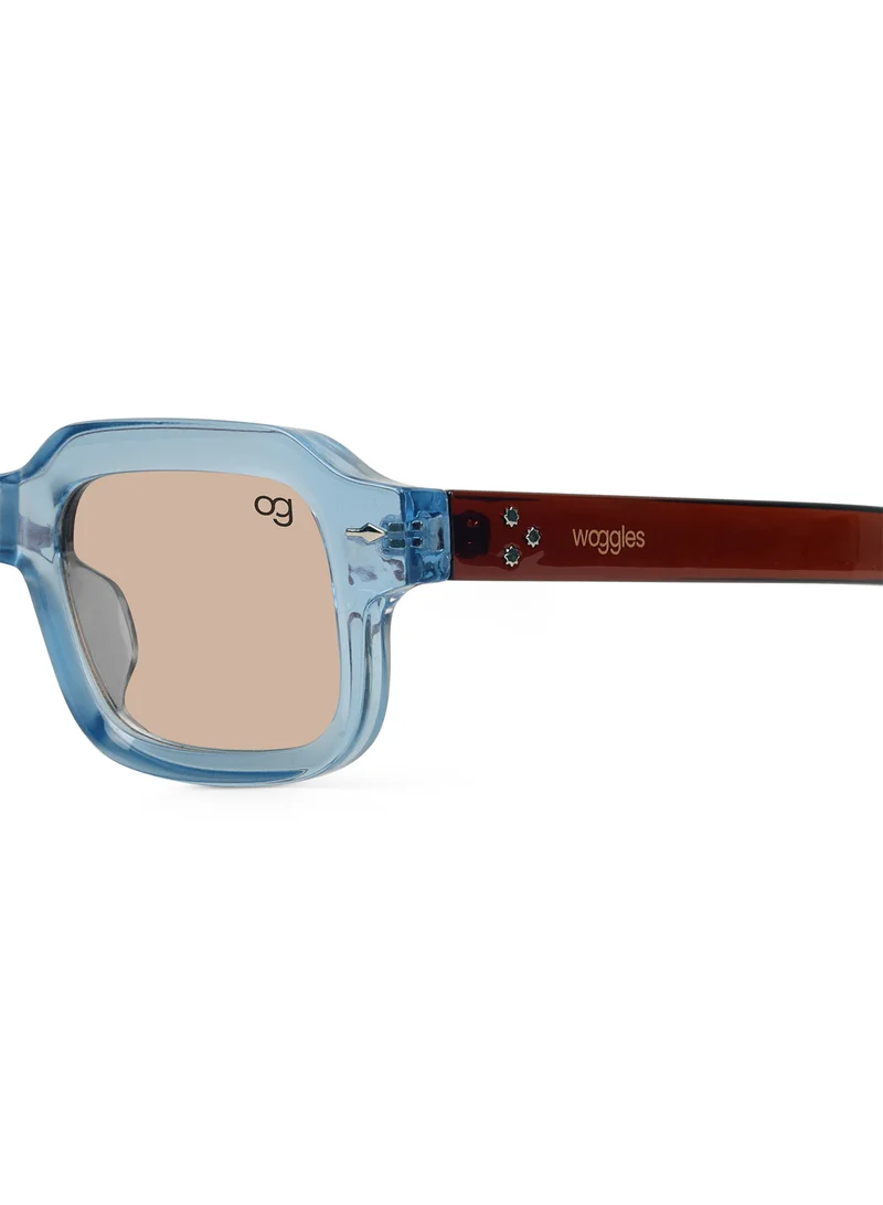 Woggles Designer Blue Square Sunglasses| Men & Women| 100% Uv Protection