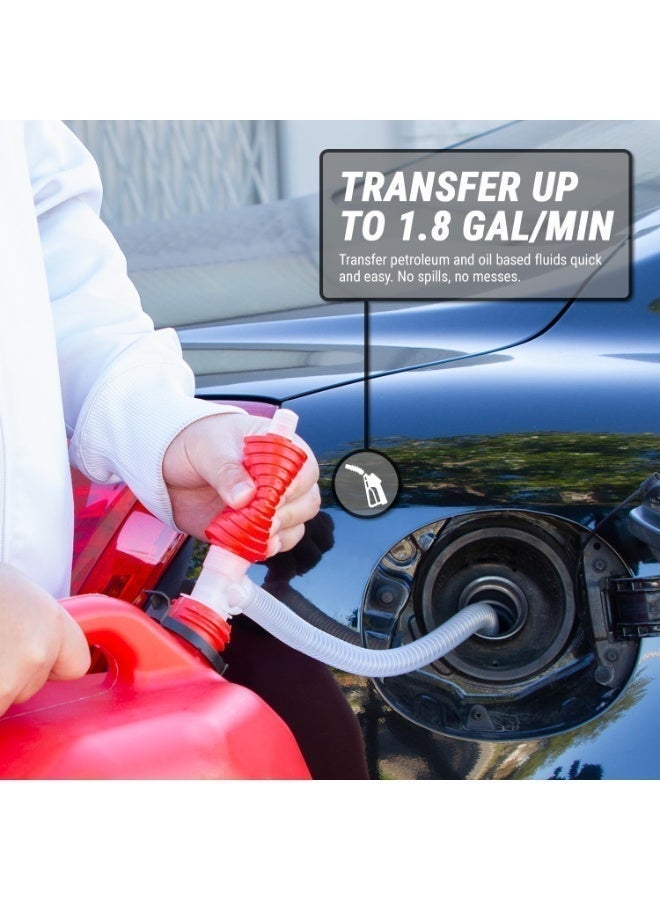 Manual Siphon Fuel Transfer Pump, Multi-Purpose Hand Pump with Air Vent Cap, Fast Flow 1.8 GPM, Flexible Hose for Gas, Oil, Water Transfer - Image 2