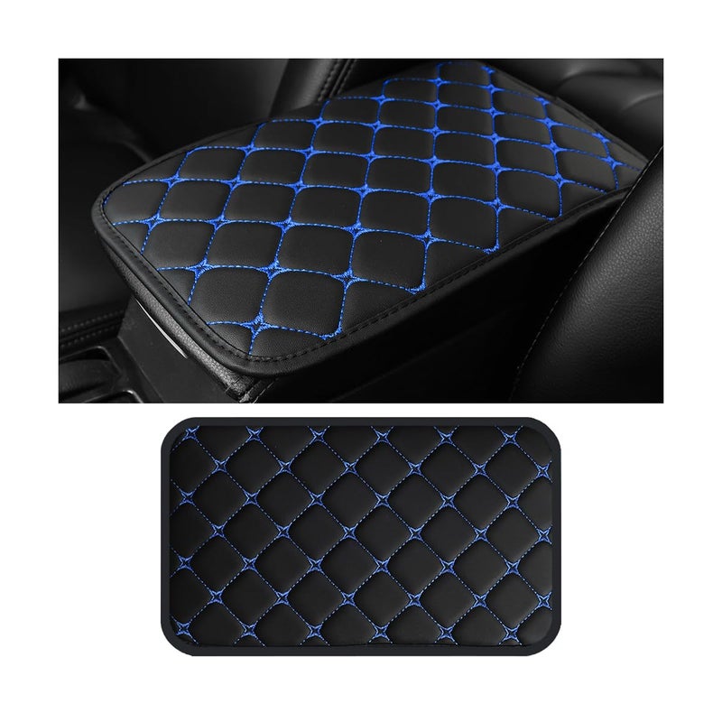 HZEL Car Center Console Cushion Pad PU Leather Vehicle Armrest Protection Cover Waterproof Automotive Interior Arm Rest Seat Box Mat Accessories Universal for SUV Sedan Truck BlackBlue - Image 3