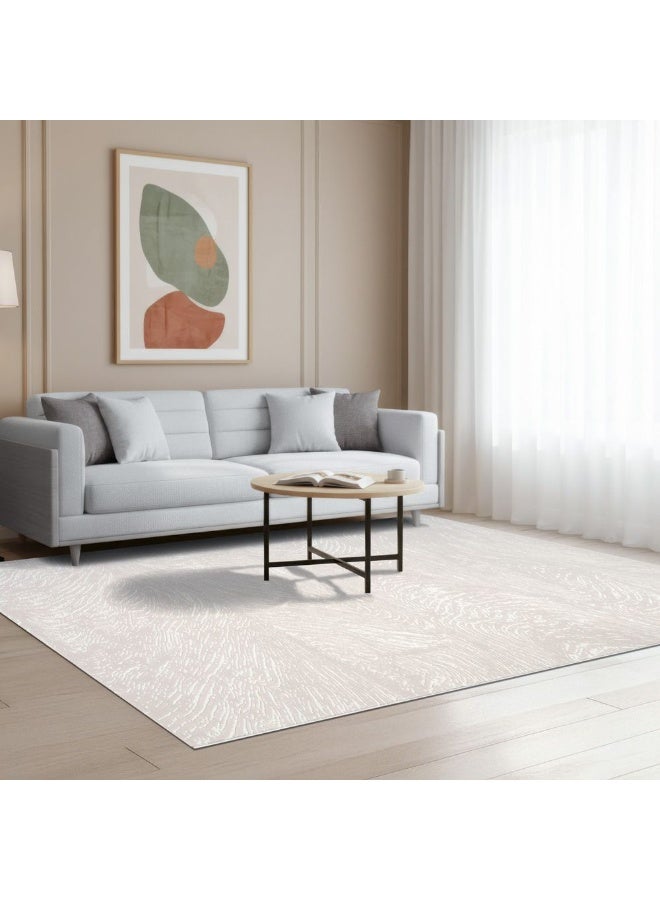 DANUBE HOME Urbana Plain Solids Rug | Washable Solids Style | Polypropylene + Polyester Area Rug Floor Covering | Indoor Carpet For Living Room Dining Bedroom 240X340cm-White - Image 2