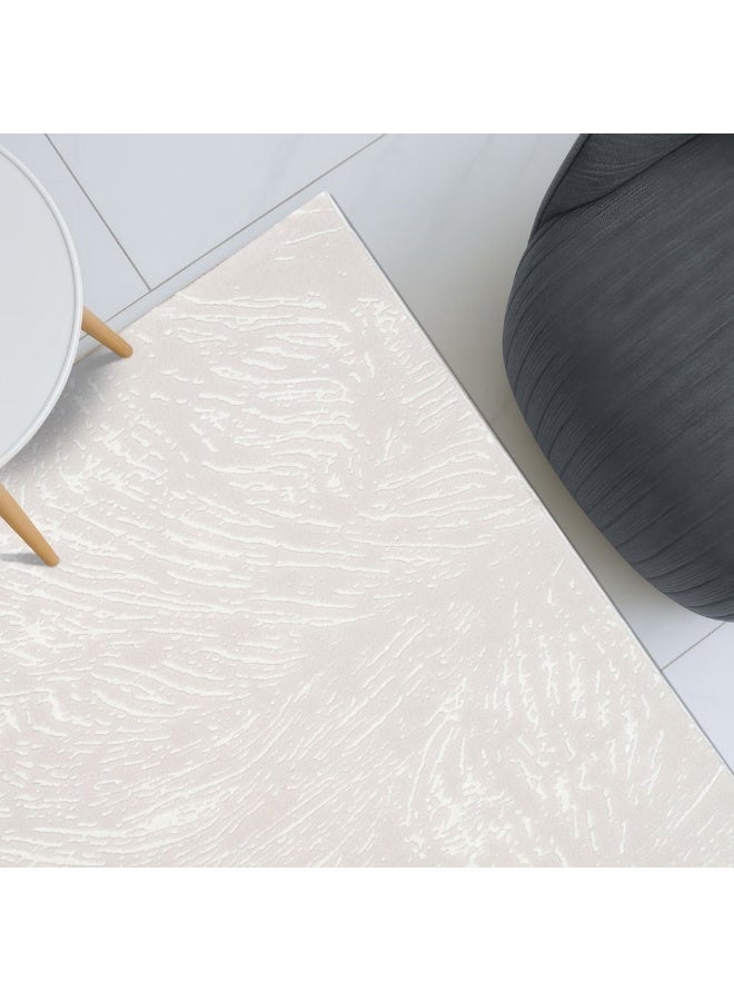 DANUBE HOME Urbana Plain Solids Rug | Washable Solids Style | Polypropylene + Polyester Area Rug Floor Covering | Indoor Carpet For Living Room Dining Bedroom 240X340cm-White - Image 1