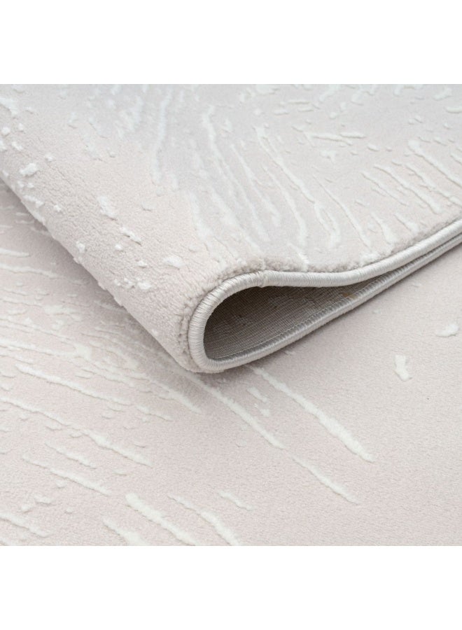 DANUBE HOME Urbana Plain Solids Rug | Washable Solids Style | Polypropylene + Polyester Area Rug Floor Covering | Indoor Carpet For Living Room Dining Bedroom 240X340cm-White - Image 3