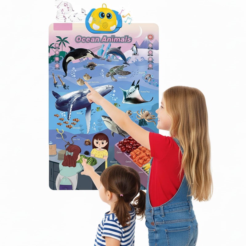 Ocean World Talking Alphabet Wall Chart ABC 123s Music Poster Learning Toys for Toddlers 1 3 Years - Image 2