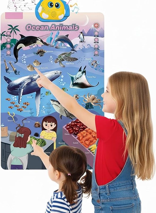 Ocean World Talking Alphabet Wall Chart ABC 123s Music Poster Learning Toys for Toddlers 1 3 Years - Image 1