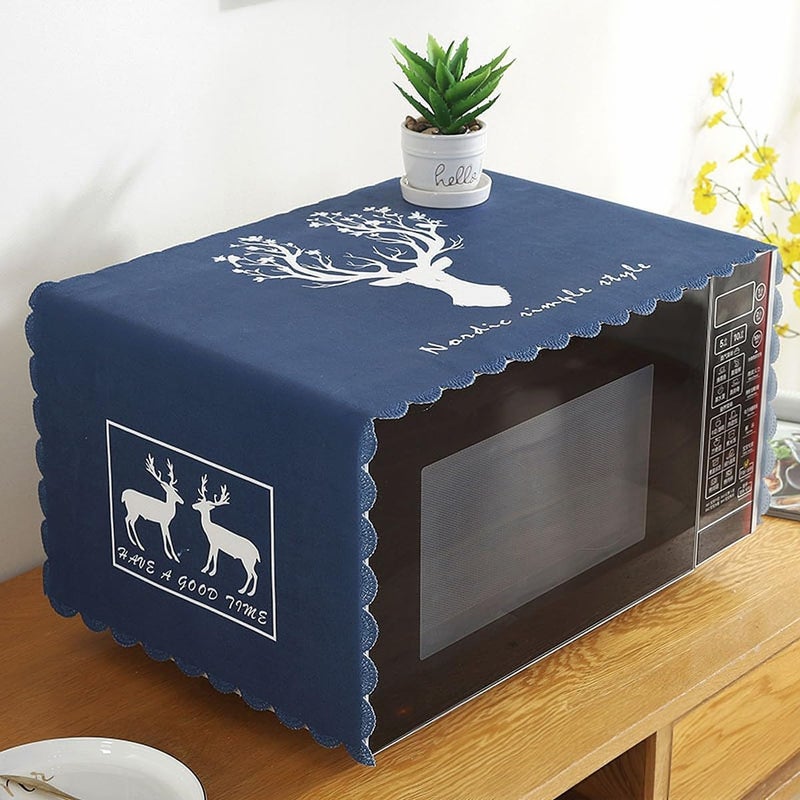 AIMERS Waterproof Microwave Oven CoverOven Top CoverMicrowave Oven Dust Proof Cover Attractive Modern Design Kitchen decor Small Appliances Cover Size 100 x 35 cm Blue Deer - Image 1