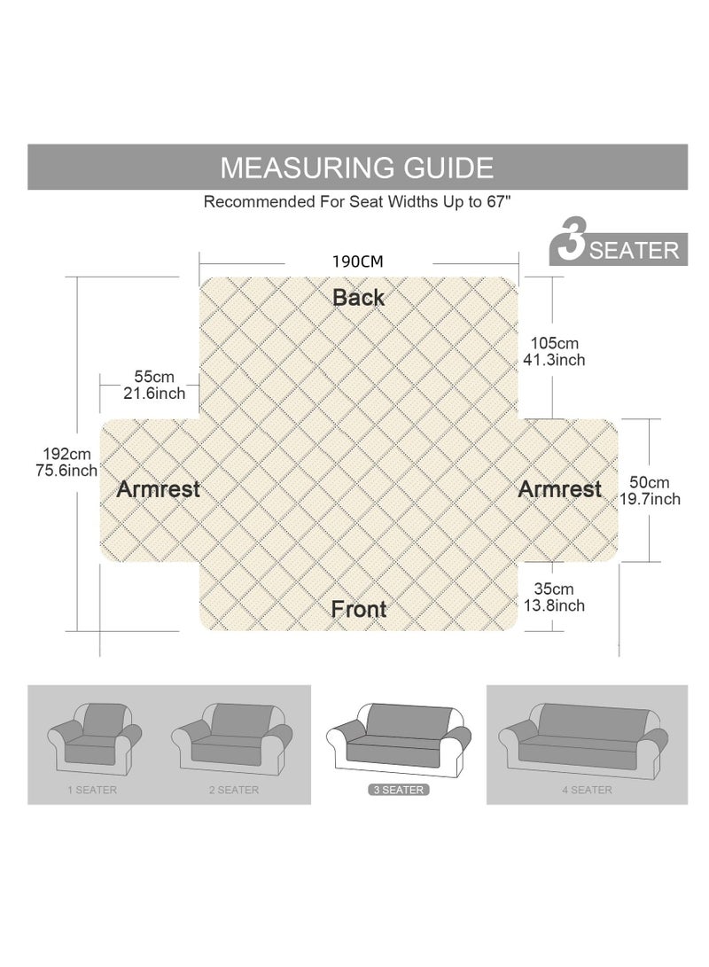 ميكسد أغطية كراسي قابلة للغسل قابلة للانعكاس غطاء كنب لغرفة المعيشة 3 مقاعد غطاء كنب من الحيوانات الأليفة، مبطن سميك بنمط مربعات مع حزام مرن - Image 2