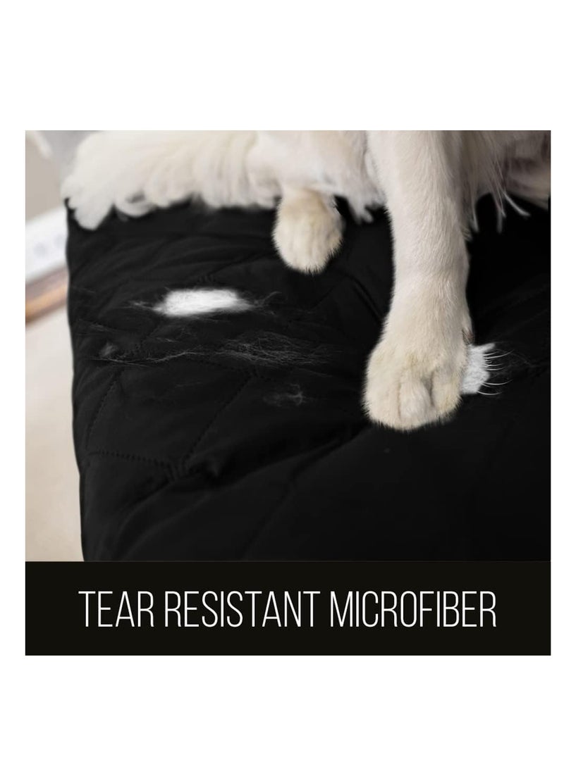 ميكسد أغطية كراسي قابلة للغسل قابلة للانعكاس غطاء كنب لغرفة المعيشة 3 مقاعد غطاء كنب من الحيوانات الأليفة، مبطن سميك بنمط مربعات مع حزام مرن - Image 3