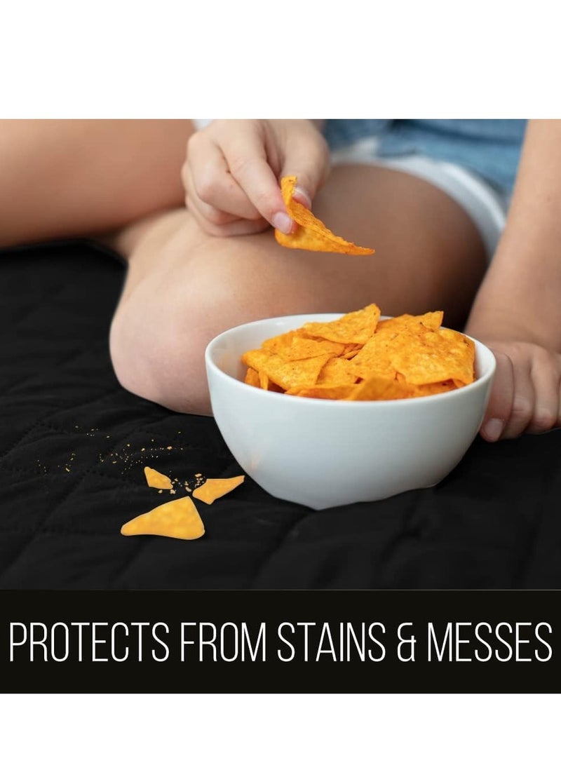 ميكسد أغطية كراسي قابلة للغسل قابلة للانعكاس غطاء كنب لغرفة المعيشة 3 مقاعد غطاء كنب من الحيوانات الأليفة، مبطن سميك بنمط مربعات مع حزام مرن - Image 4