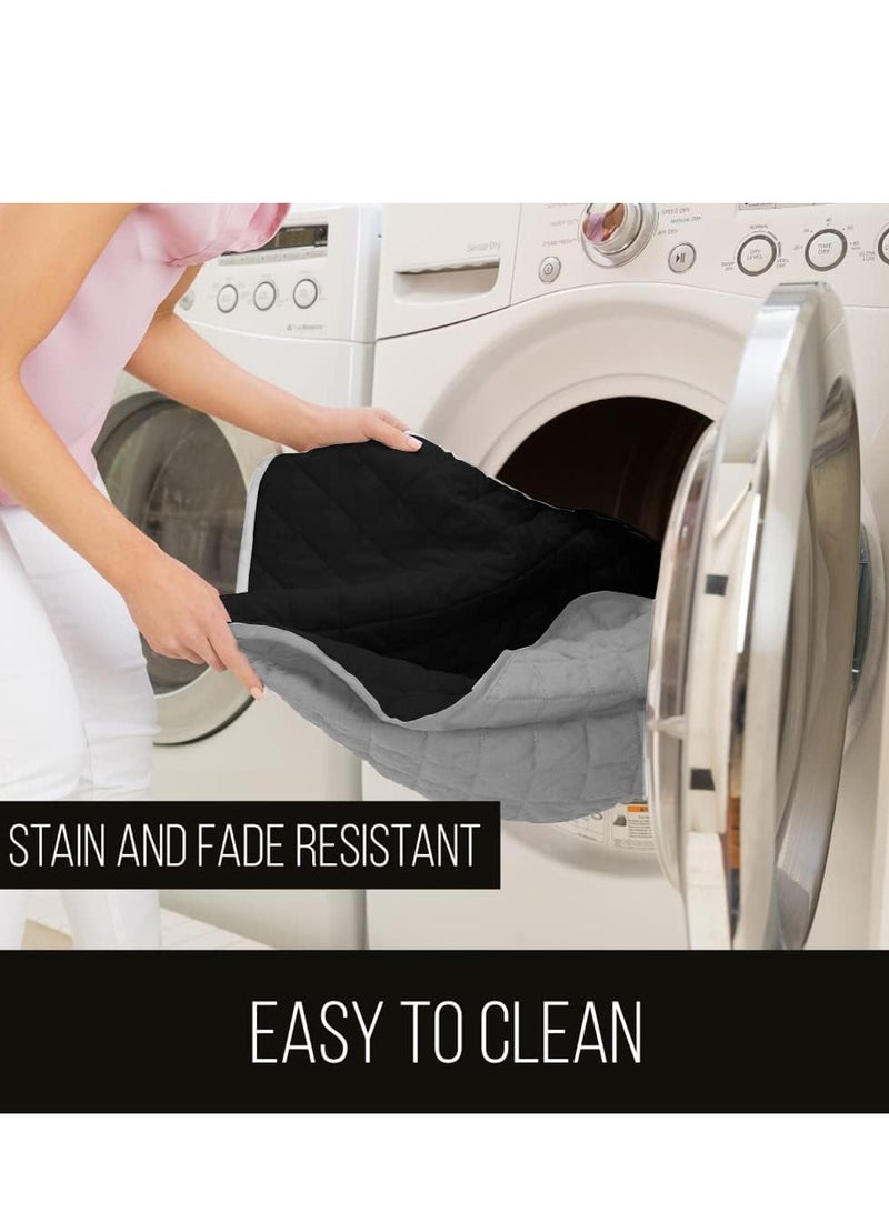 ميكسد أغطية كراسي قابلة للغسل قابلة للانعكاس غطاء كنب لغرفة المعيشة 3 مقاعد غطاء كنب من الحيوانات الأليفة، مبطن سميك بنمط مربعات مع حزام مرن - Image 5