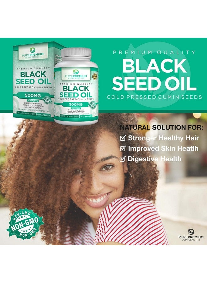 PUREPREMIUM SUPPLEMENTS زيت الحبة السوداء النقي غير المعدل وراثيًا 500 ملغ من حبة البركة - كبسولات زيت الحبة السوداء المضغوطة على البارد للعناية بالشعر والبشرة - 90 كبسولة من زيت الحبة السوداء - Image 3