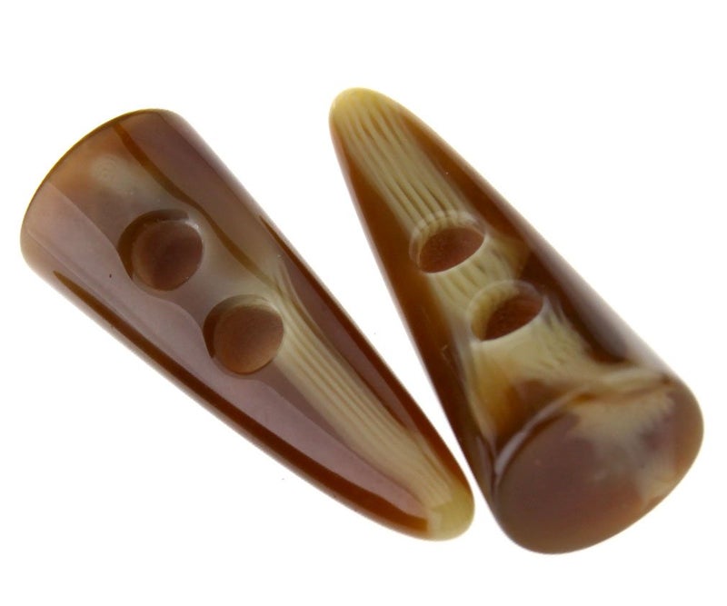 Micro Trader 10pcs Large Horn Imitation Tooth Toggle Buttons Compatible with Coat Jacket Blazer Cream Bone - Image 4