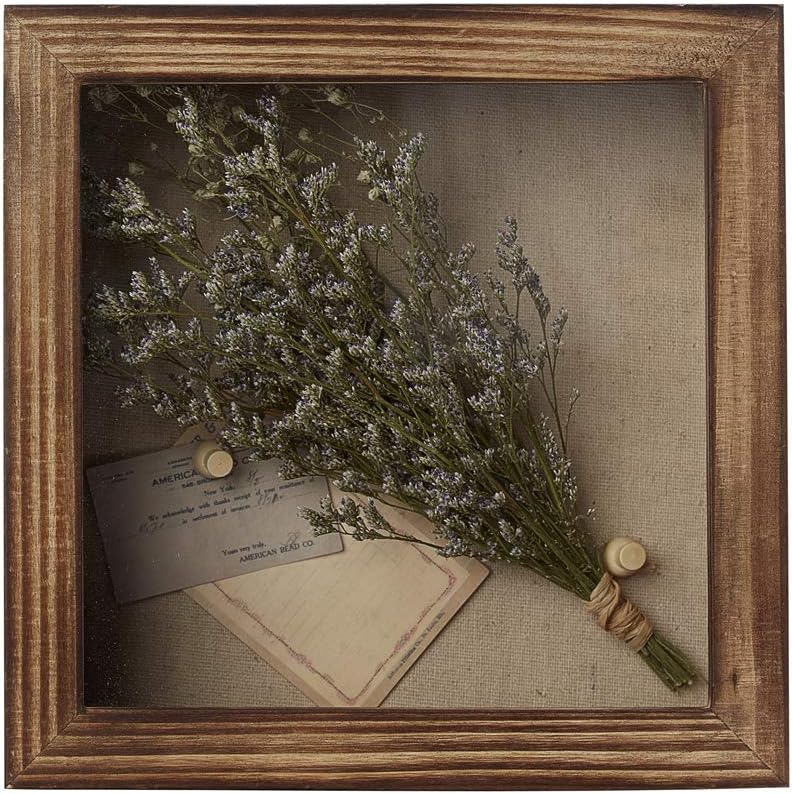 Freezing point Shadow Box Frame 8x8 Shadow Boxes Display Case with Linen Back Memorabilia Awards Medals Bouquet Photos Picture Badge Wedding Memory Box for Keepsakes Carbonized Small Pin Board - Image 2