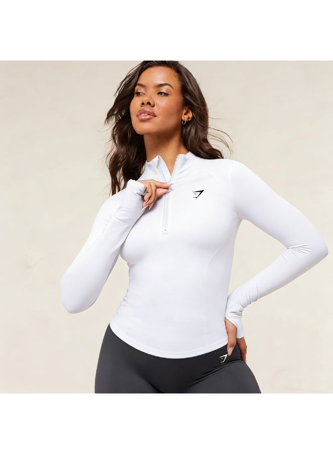 Gymshark Half-zip long-sleeved top-(White) - Image 1
