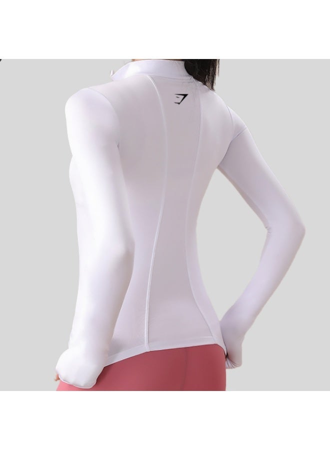 Gymshark Half-zip long-sleeved top-(White) - Image 2