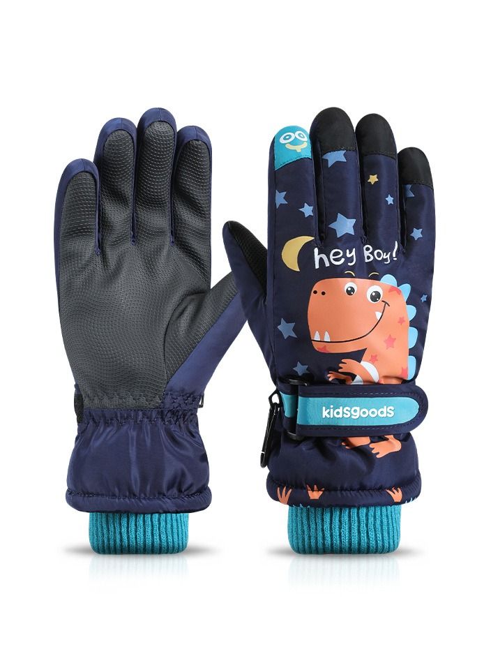Golovejoy Children's And Students' Warm Waterproof Thickened Coral Velvet Gloves For Riding 