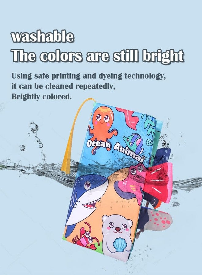 KolorFish Soft Cloth Baby Book | 0-6 Months High Contrast Sensory Baby Toy | 6-12 Months Touch Feel Teething | Travel Essentials Tummy Time for Newborn 1-3 Years Old (Ocean Animals) - Image 5