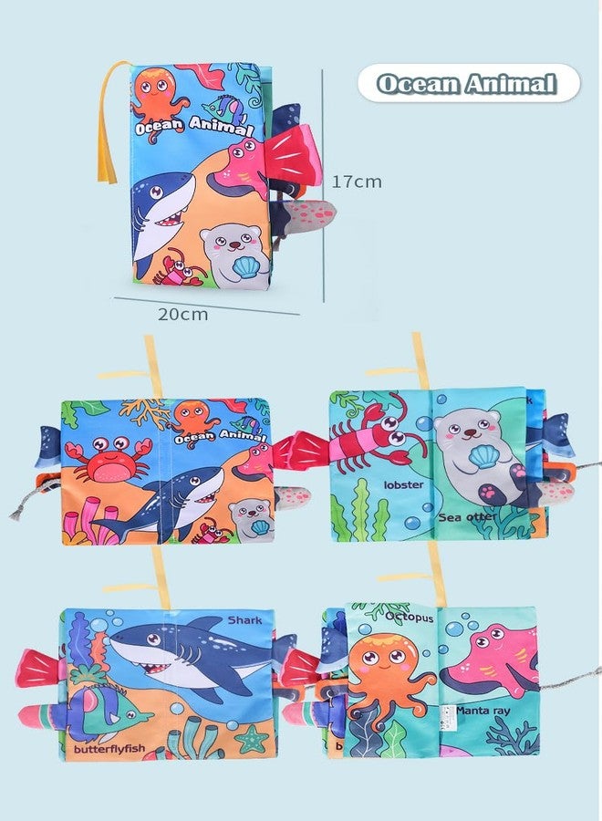 KolorFish Soft Cloth Baby Book | 0-6 Months High Contrast Sensory Baby Toy | 6-12 Months Touch Feel Teething | Travel Essentials Tummy Time for Newborn 1-3 Years Old (Ocean Animals) - Image 2
